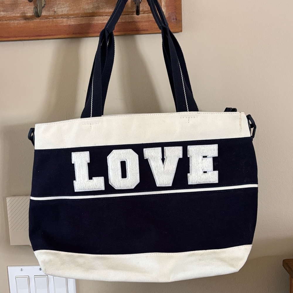 TORY BURCH SPORT LOVE Blue  & White Canvas Spots  Bag